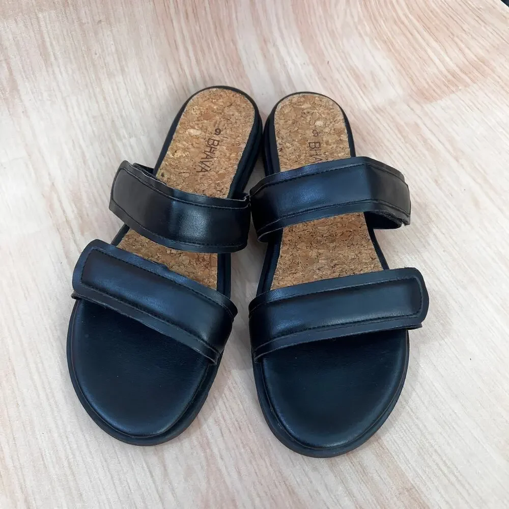 Bhava Vegan Leather Casual Sandal in Black Size 5